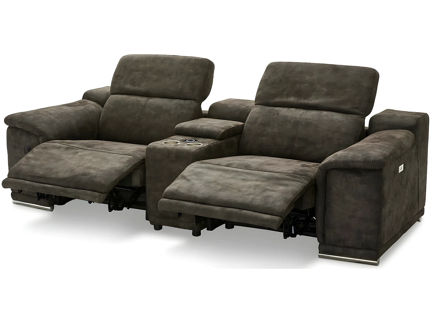 Canapé relax électrique Alexa - 2 places - Tissu - Taupe