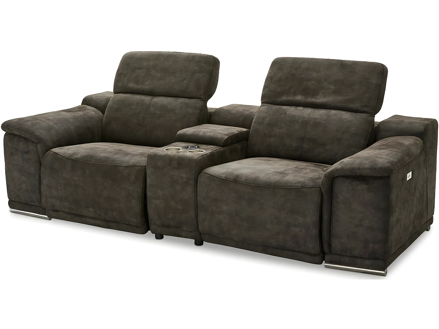 Canapé relax électrique Alexa - 2 places - Tissu - Taupe