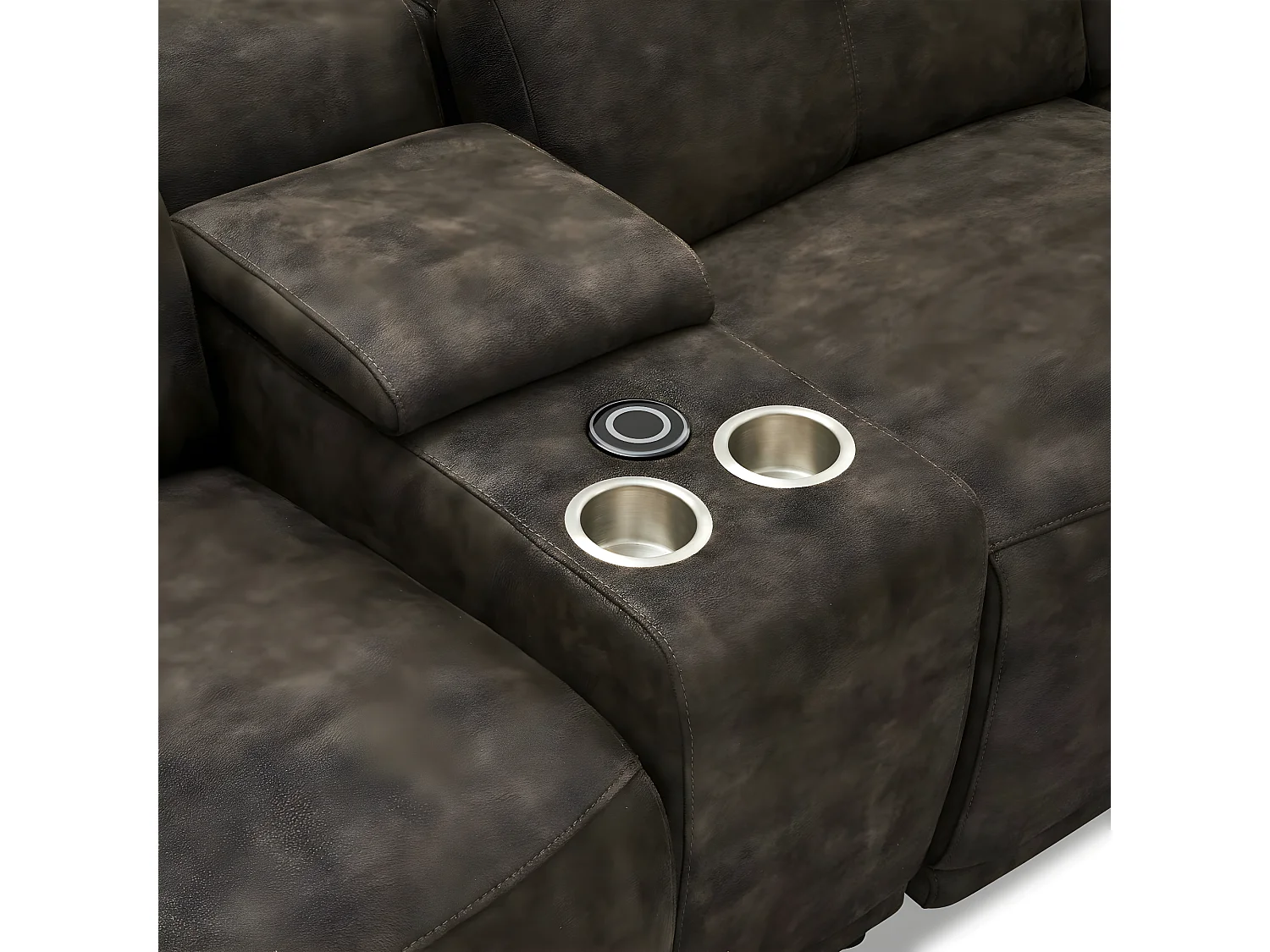 Canapé relax électrique Alexa - 2 places - Tissu - Taupe