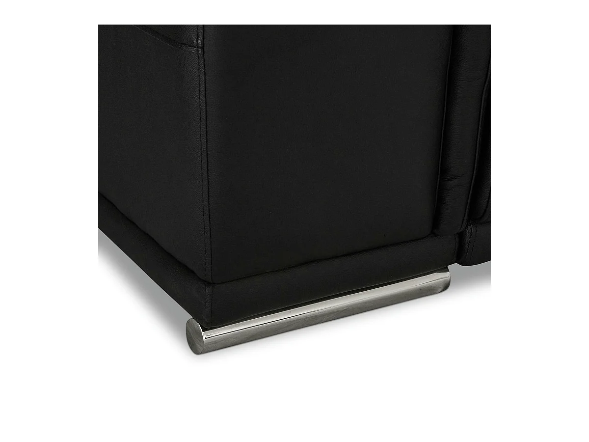 Canapé d'angle droit électrique Alexa - 3 places - Cuir - Noir