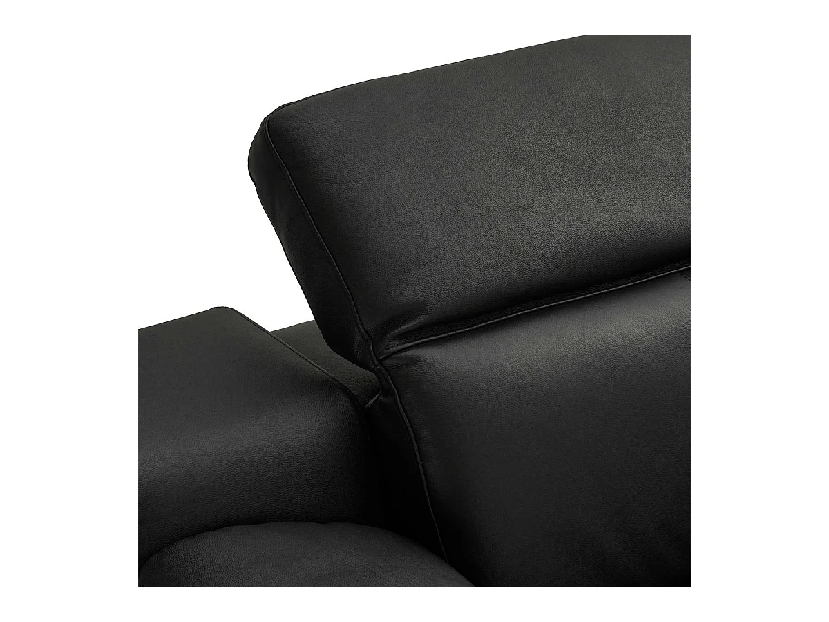 Canapé d'angle droit électrique Alexa - 3 places - Cuir - Noir