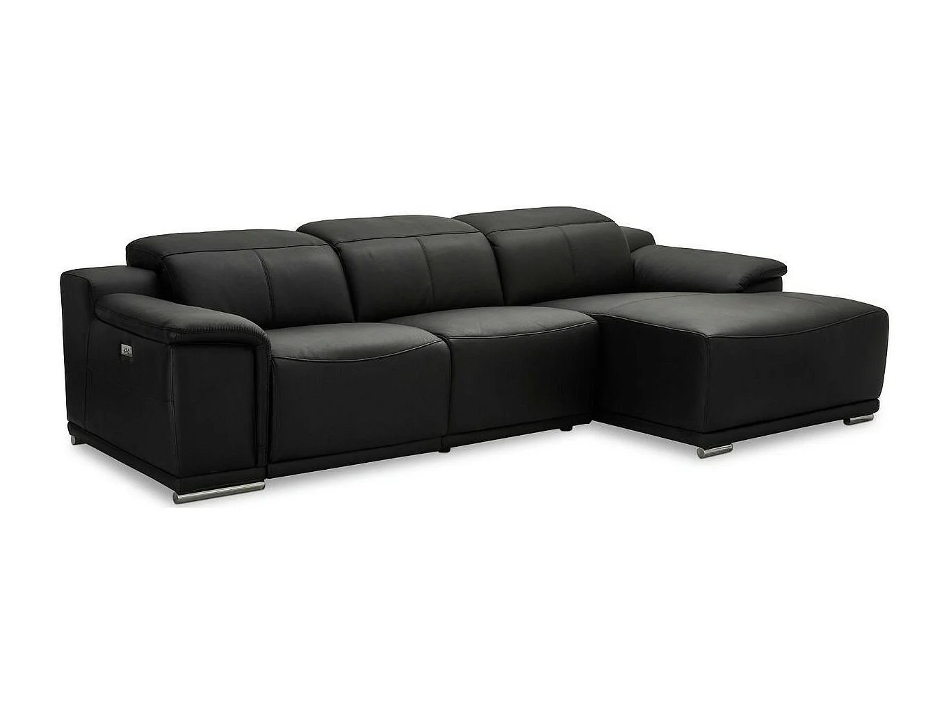 Driezits elektrische moduleerbare relaxbank Alexa - Leer - Zwart