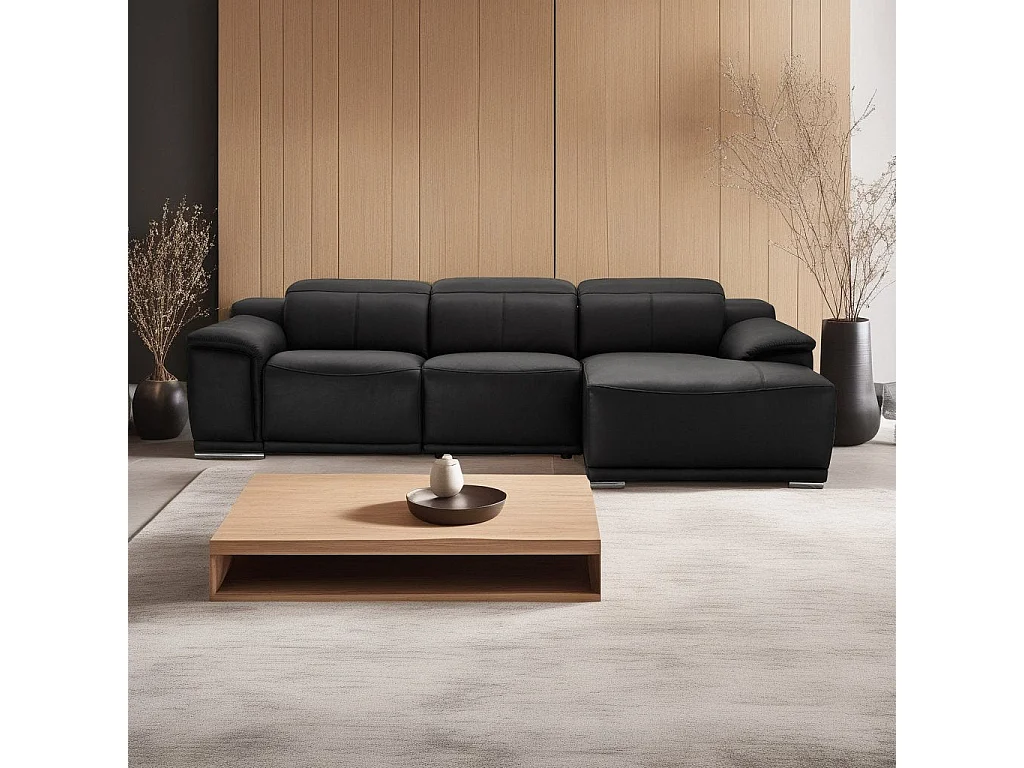 Driezits elektrische moduleerbare relaxbank Alexa - Leer - Zwart