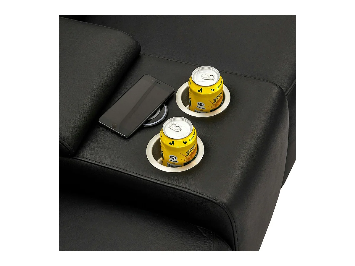 Canapé relax électrique Alexa - 2 places - Cuir - Noir