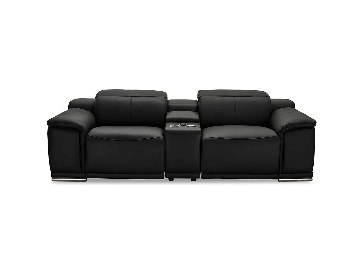 Canapé relax électrique Alexa - 2 places - Cuir - Noir