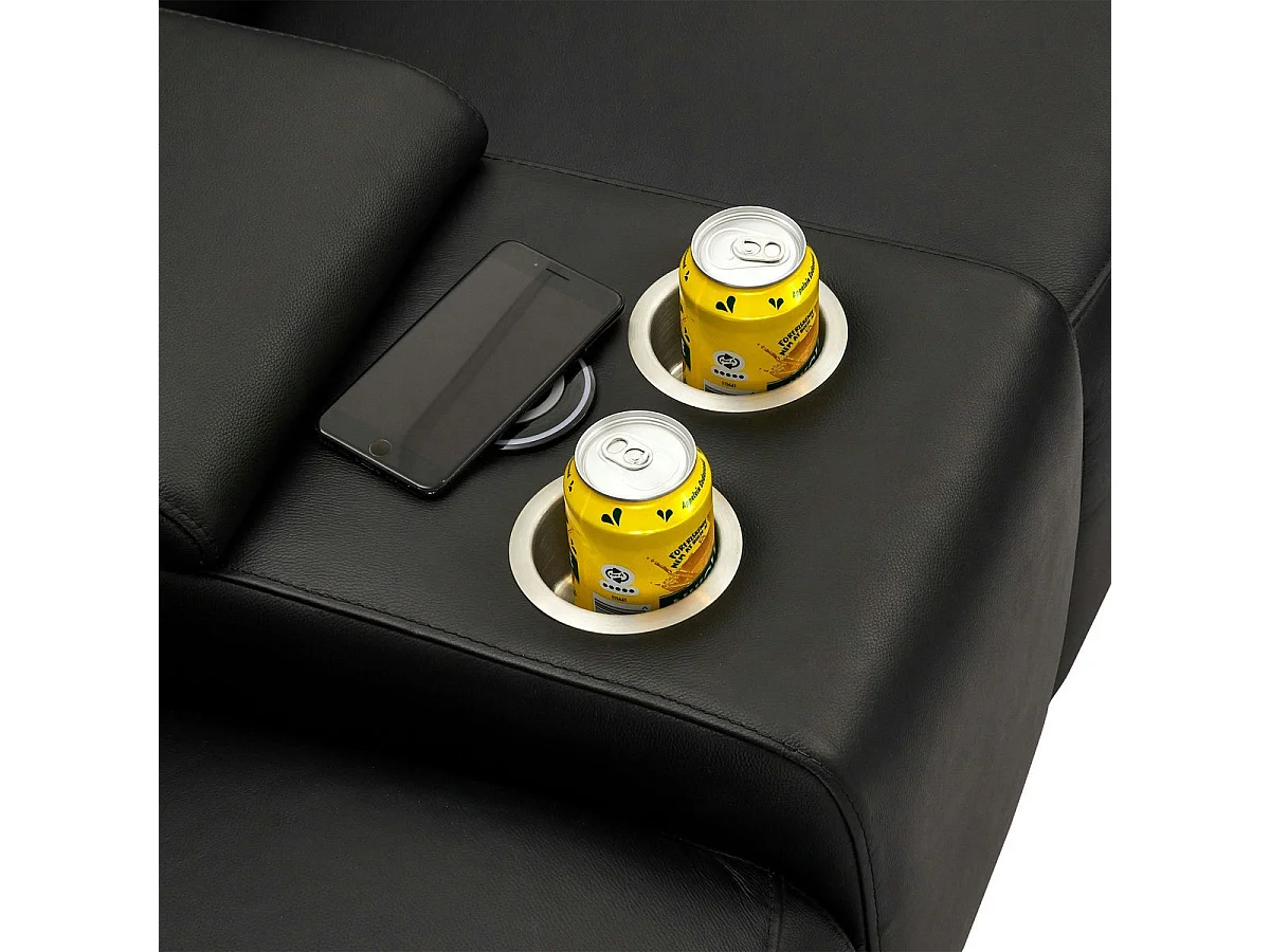 Canapé relax électrique Alexa - 2 places - Cuir - Noir