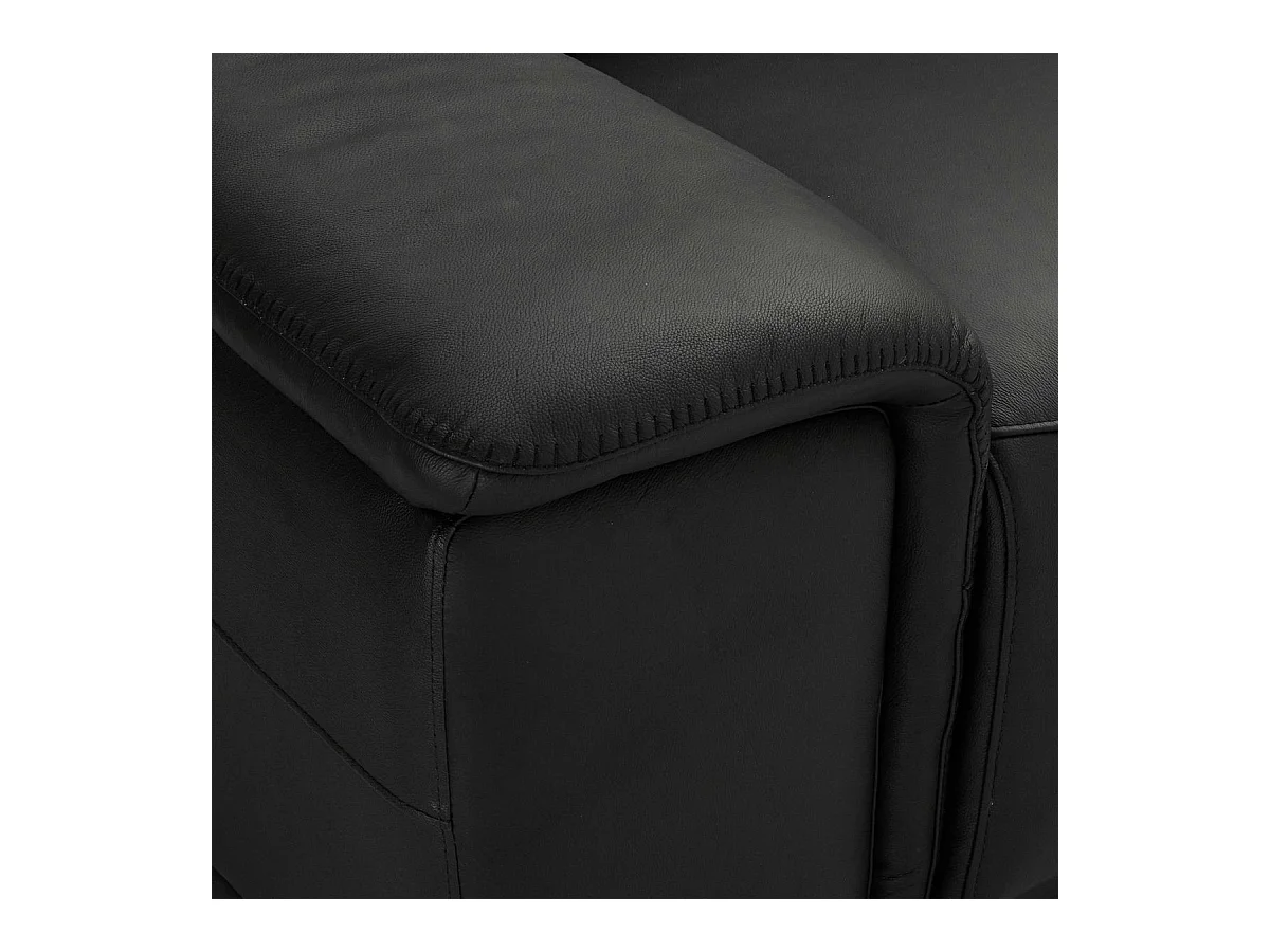 Canapé d'angle gauche électrique Alexa - 3 places - Cuir - Noir