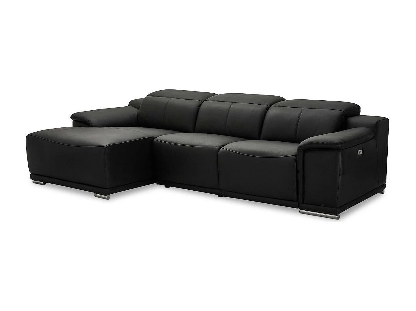 Driezits elektrische moduleerbare relaxbank Alexa - Leer - Zwart