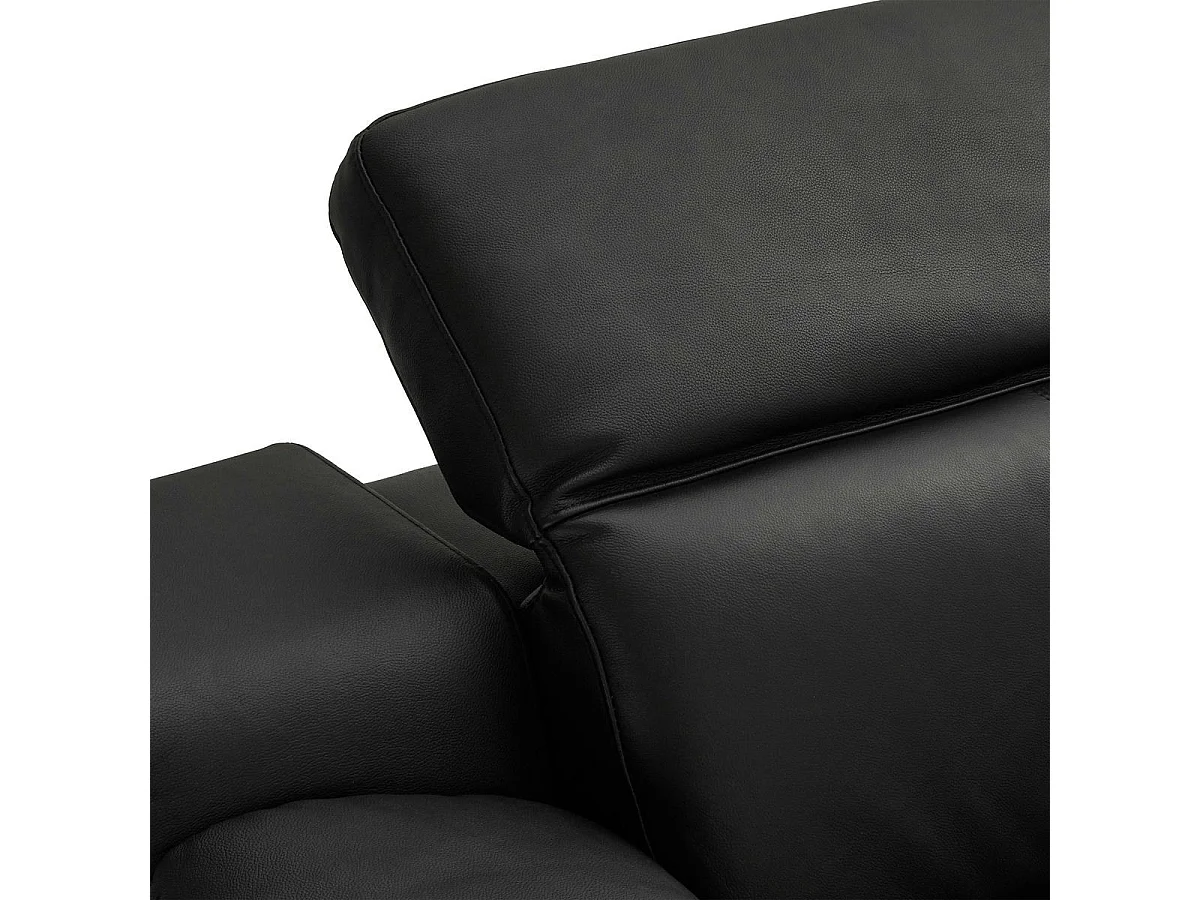 Canapé panoramique gauche électrique Alexa - 6 places - Cuir - Noir