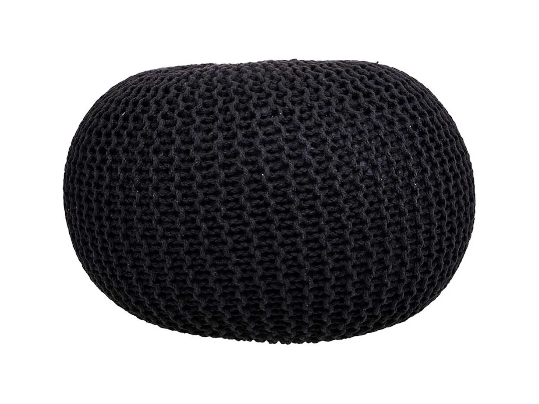 Schwarzer geflochtener Baumwoll-Puff, 45 x 45 x 30 cm