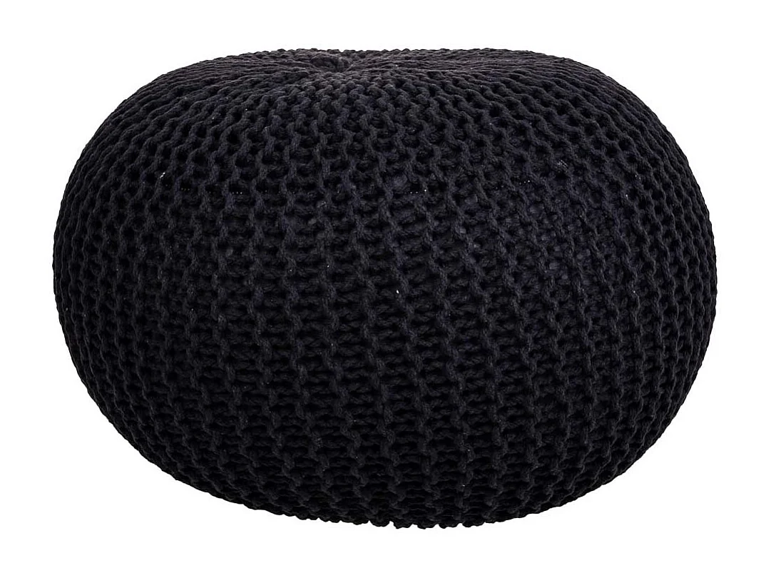 Schwarzer geflochtener Baumwoll-Puff, 45 x 45 x 30 cm