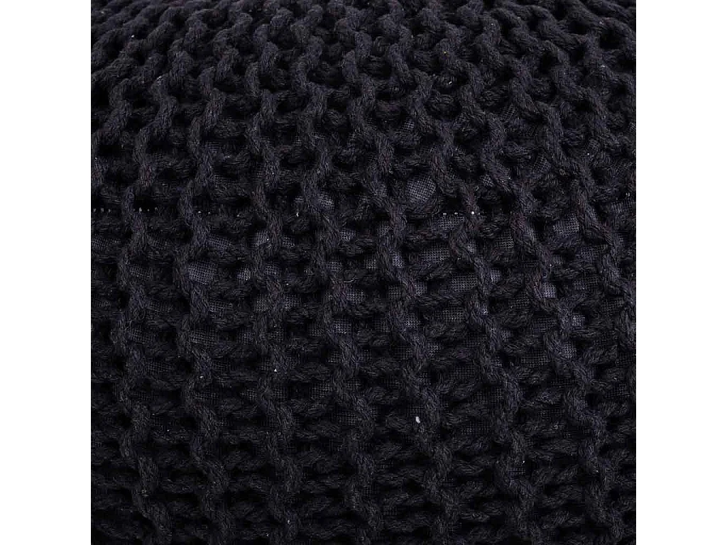 Schwarzer geflochtener Baumwoll-Puff, 45 x 45 x 30 cm