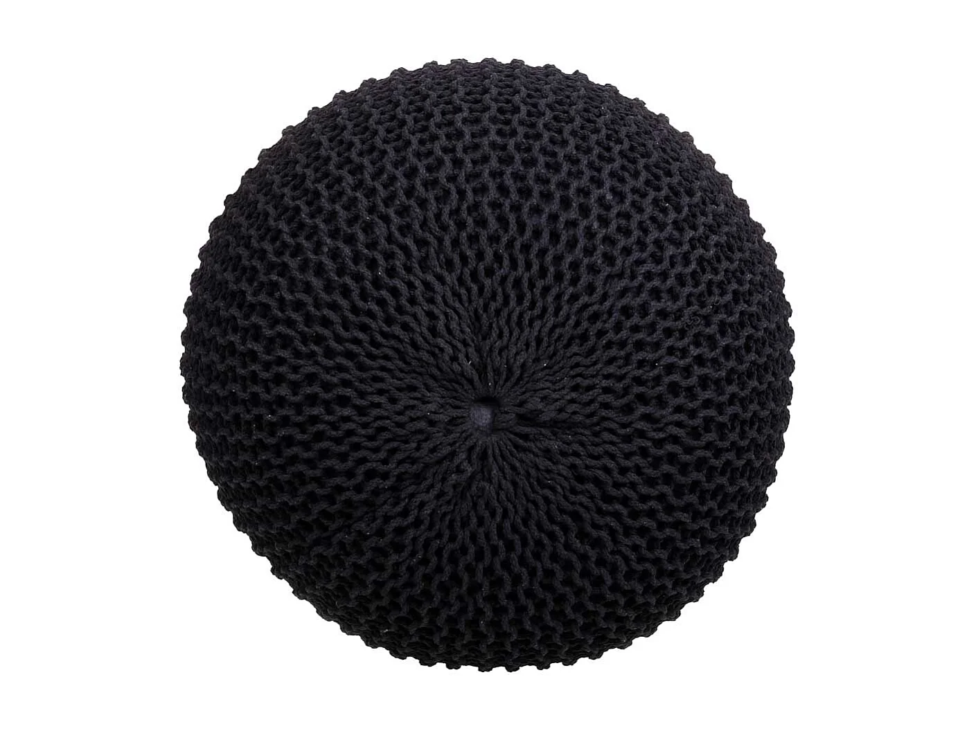 Schwarzer geflochtener Baumwoll-Puff, 45 x 45 x 30 cm