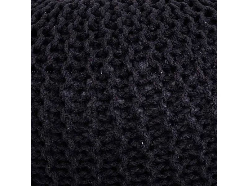 Schwarzer geflochtener Baumwoll-Puff, 45x45x30 cm