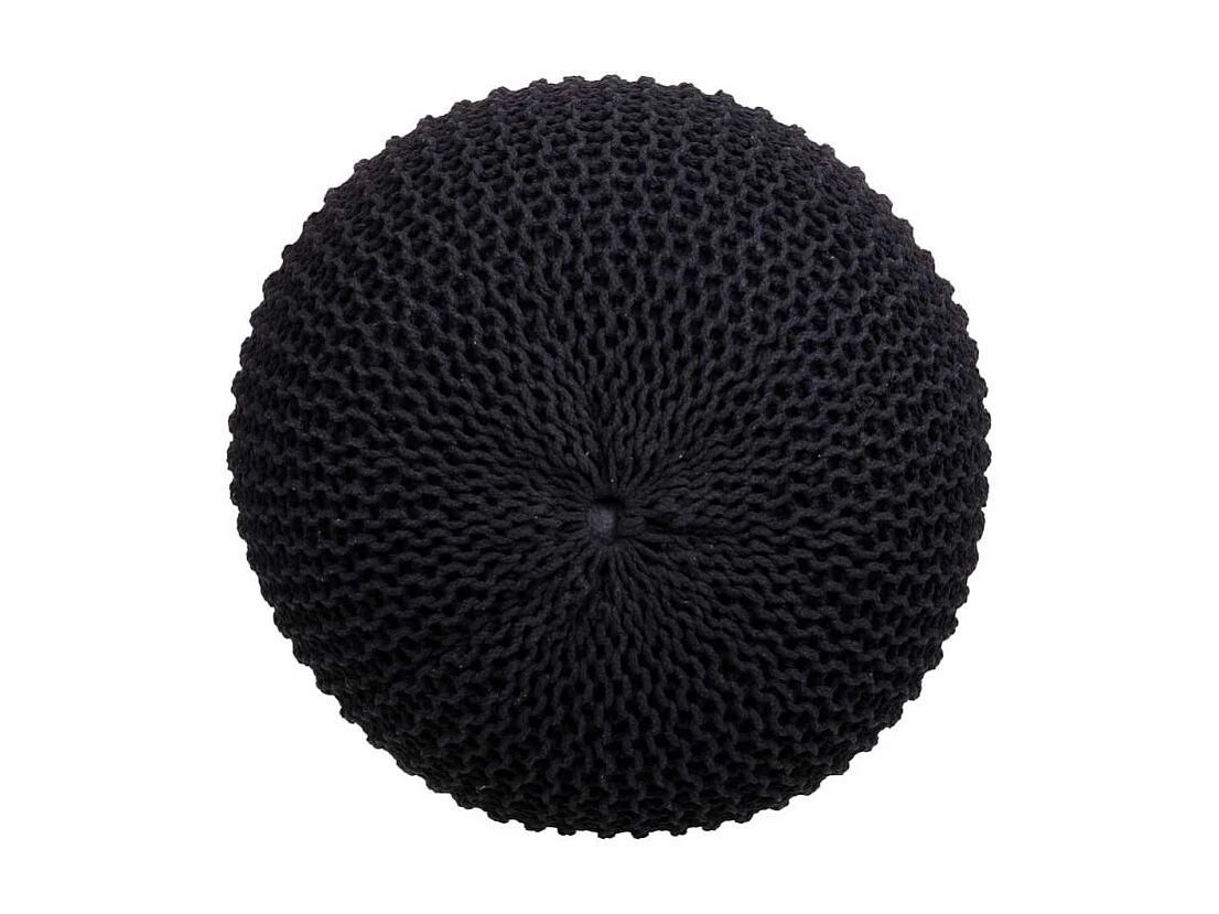 Schwarzer geflochtener Baumwoll-Puff, 45x45x30 cm