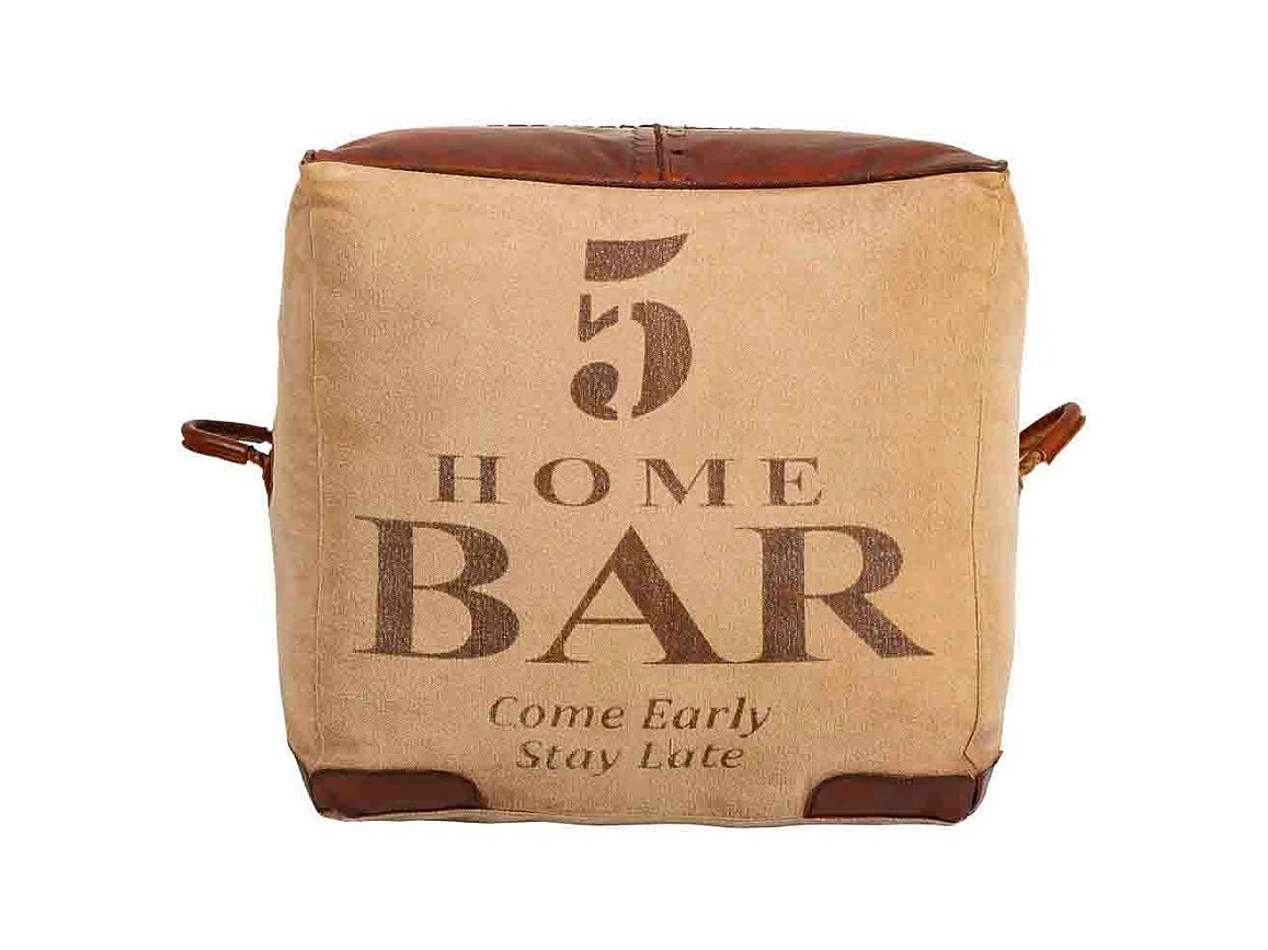 Pufe em tecido e pele 45x45x45h cm