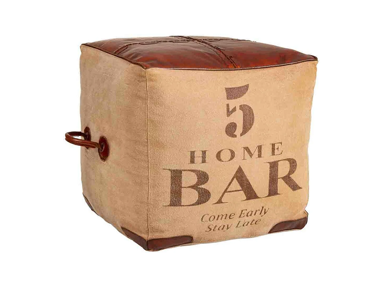 Pufe em tecido e pele 45x45x45h cm