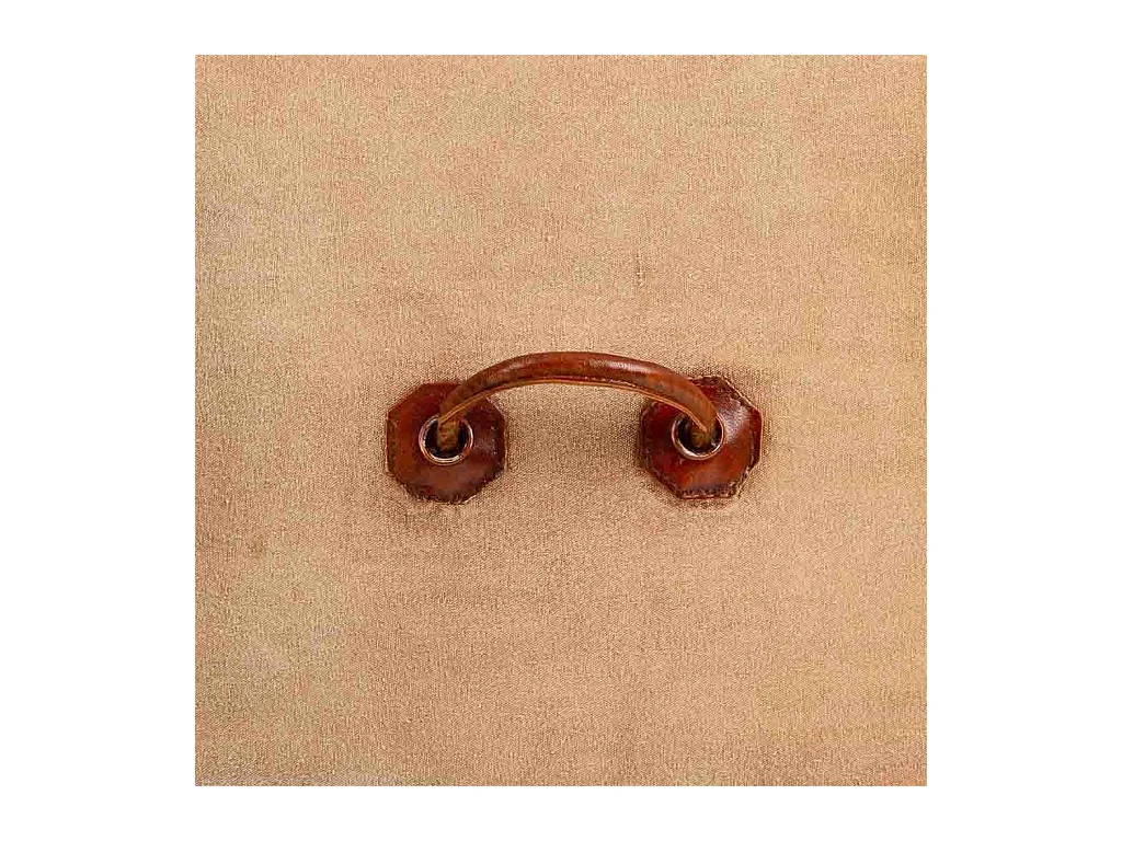 Puff de tela y piel 45x45x45h cm