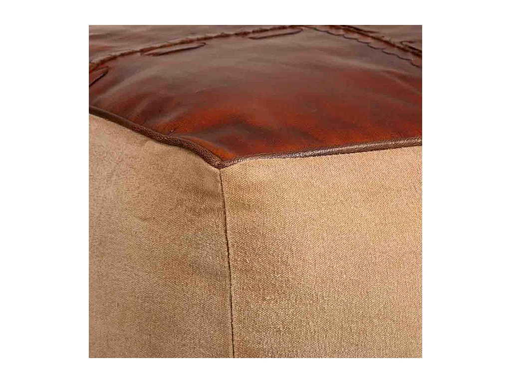 Puff de tela y piel 45x45x45h cm