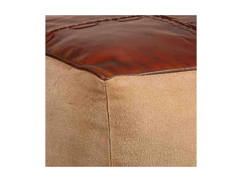 Puff de tela y piel 45x45x45h cm