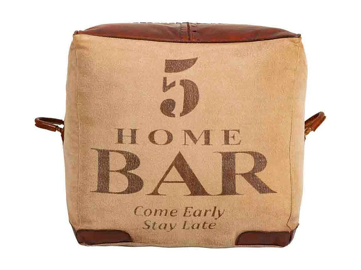 Pufe em tecido e pele 45x45x45h cm