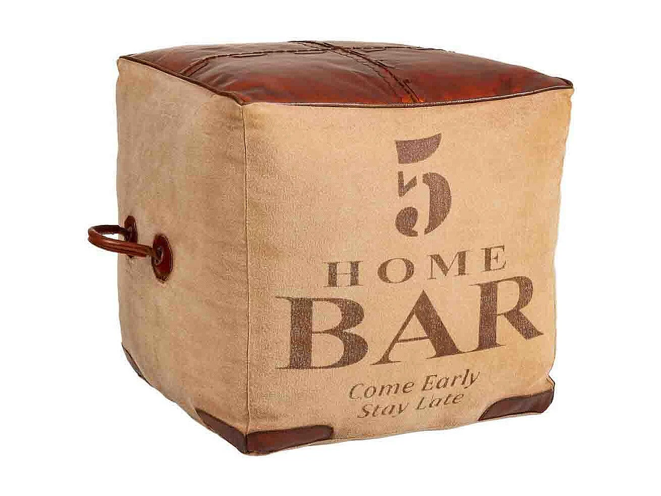 Pufe em tecido e pele 45x45x45h cm