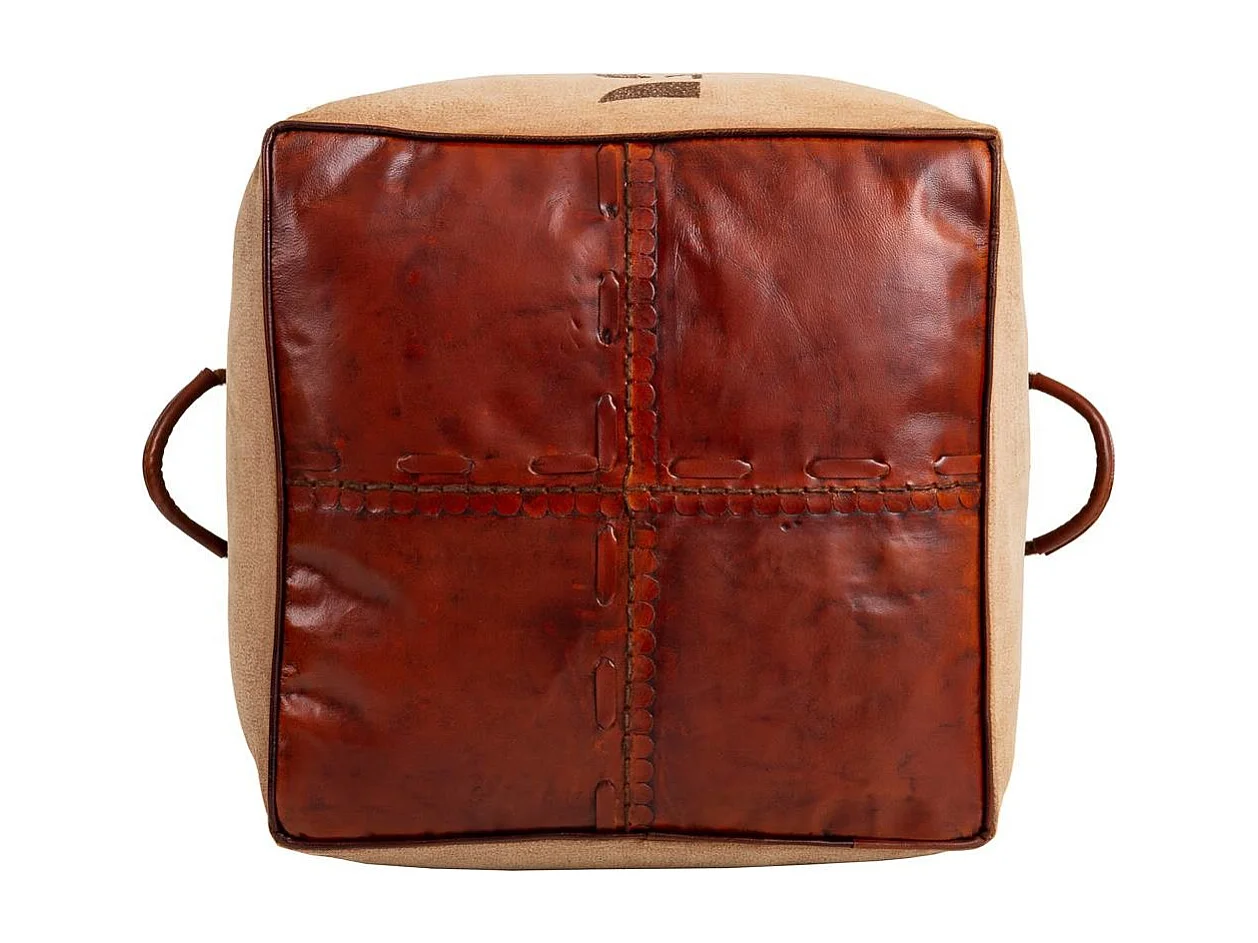 Pufe em tecido e pele 45x45x45h cm