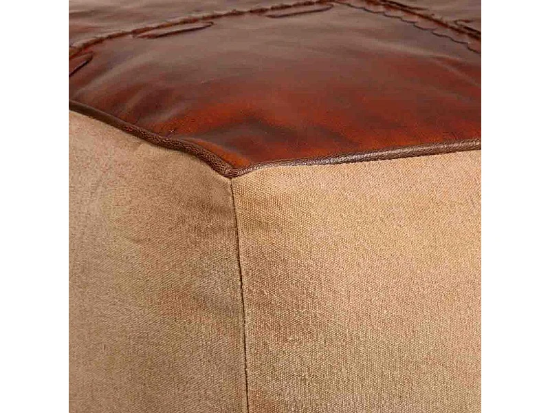 Pouf en tissu et cuir 45x45x45h cm