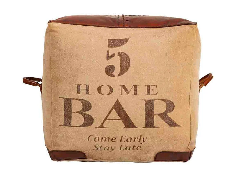 Pufe em tecido e pele 45x45x45h cm