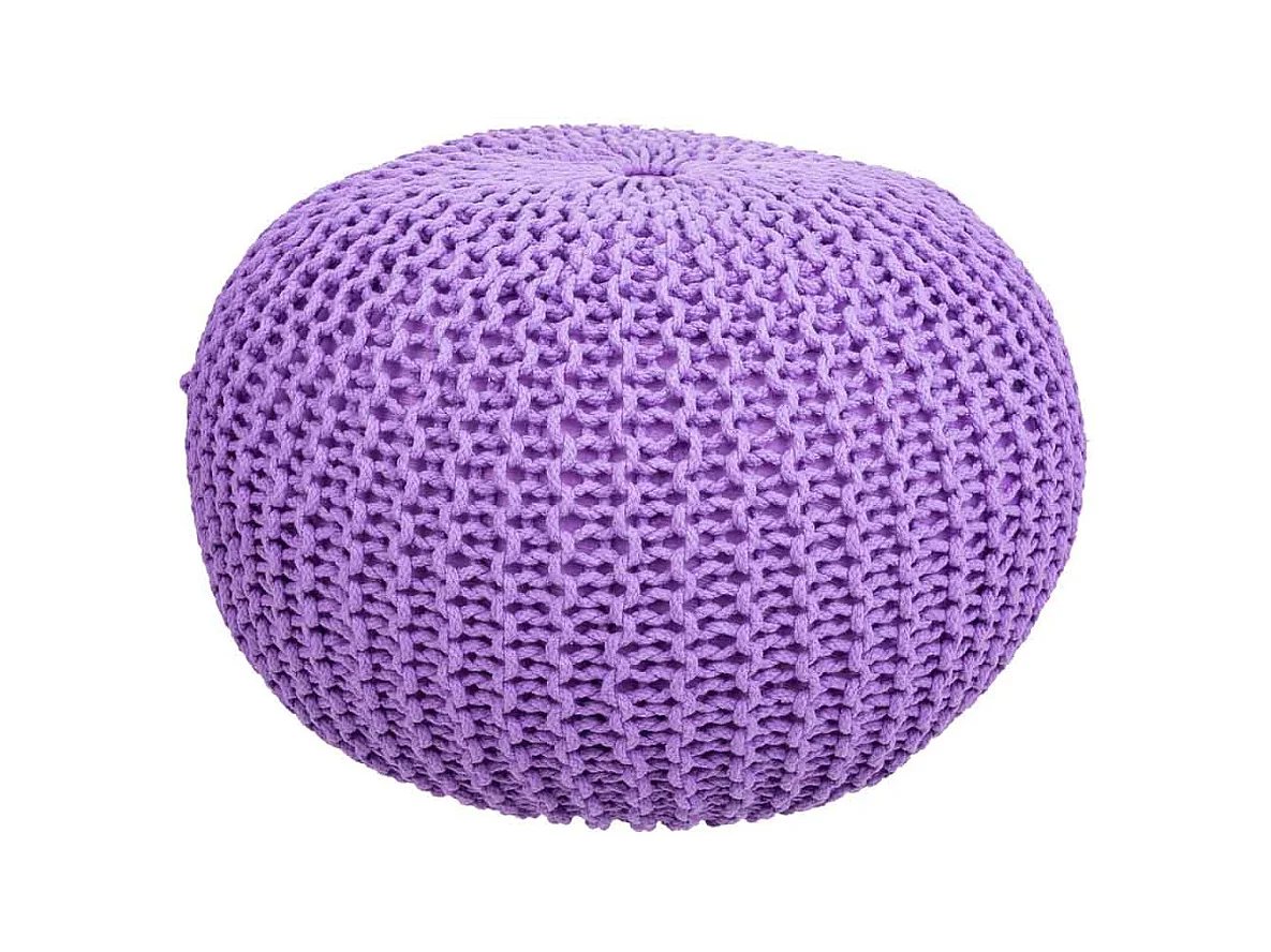 Puf in cotone intrecciato viola 45x45x30h