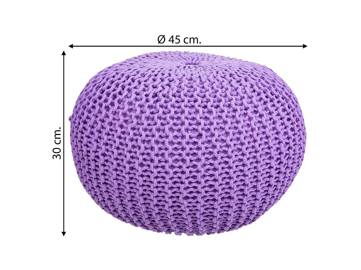 Puf in cotone intrecciato viola 45x45x30h
