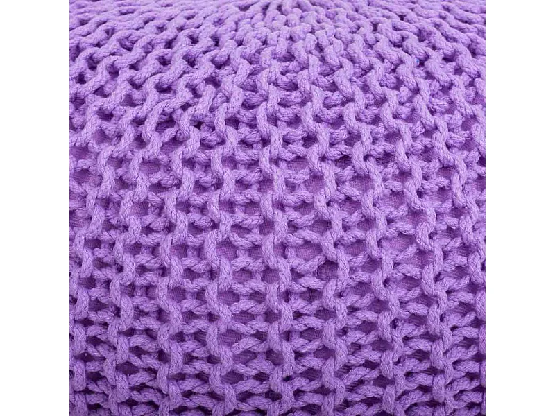Pouf in cotone intrecciato viola 45x45x30h