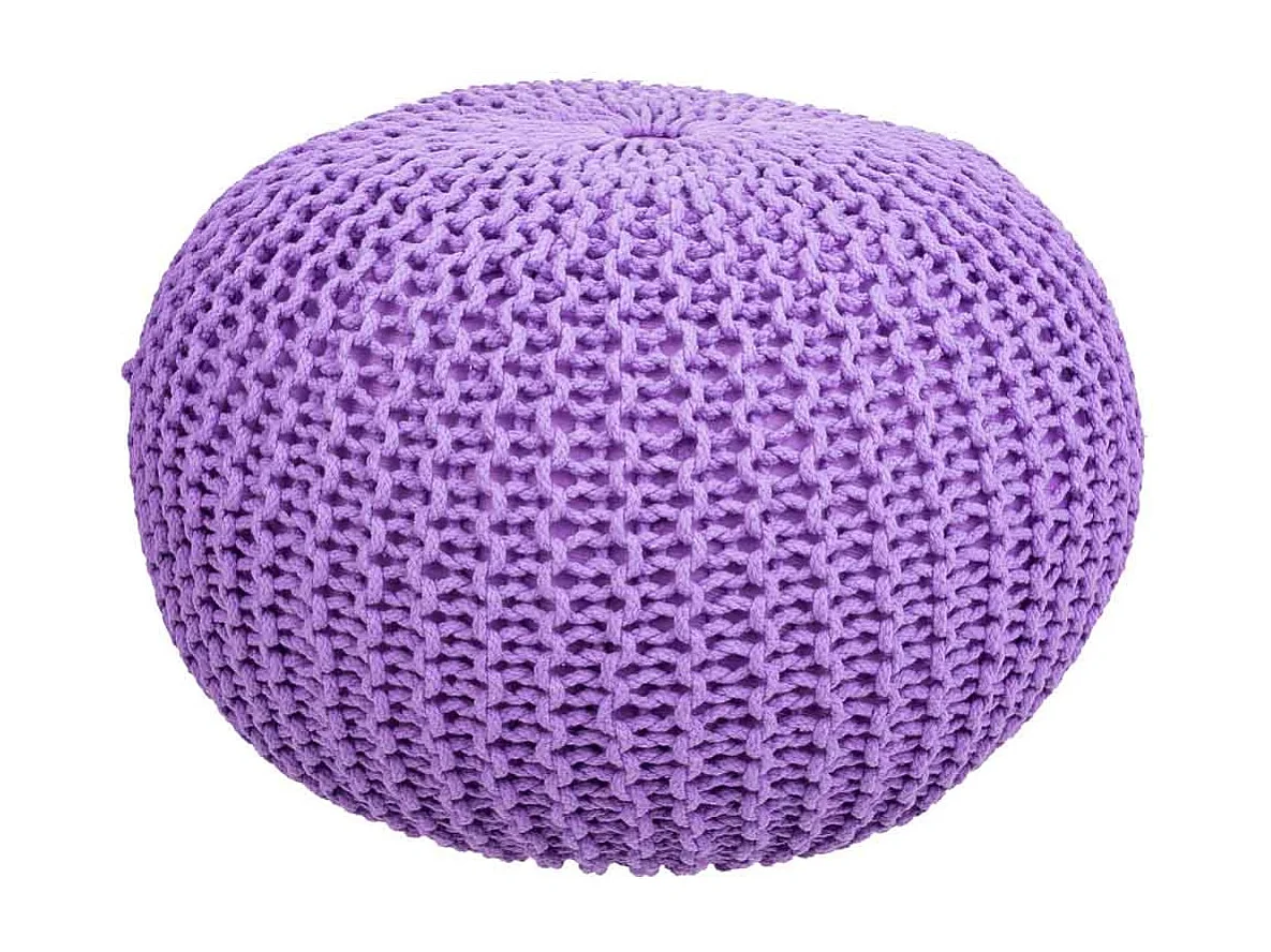 Pouf in cotone intrecciato viola 45x45x30h