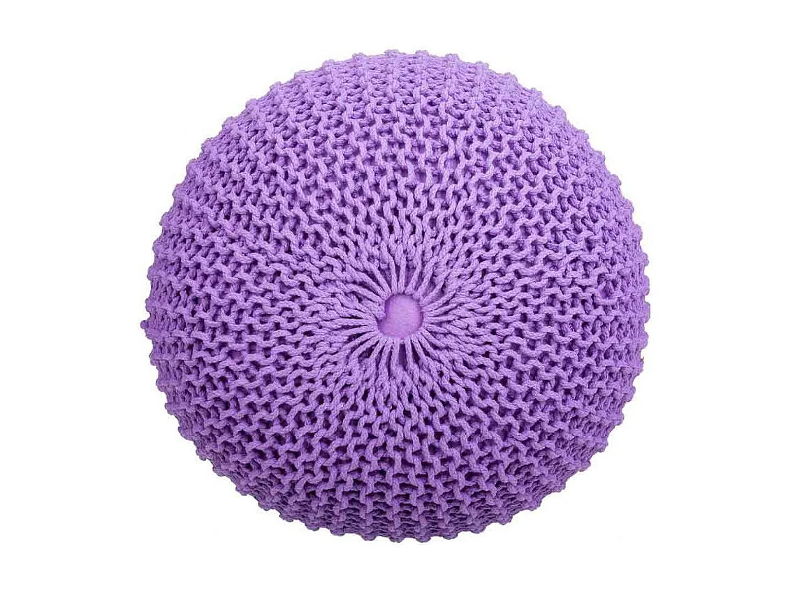 Pouf in cotone intrecciato viola 45x45x30h