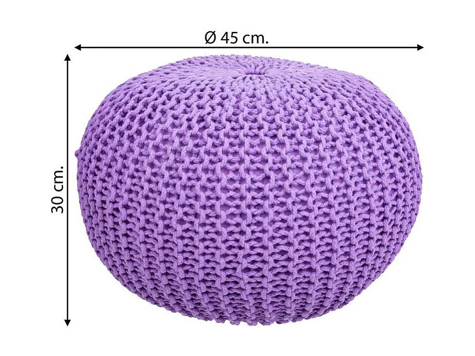 Pouf in cotone intrecciato viola 45x45x30h