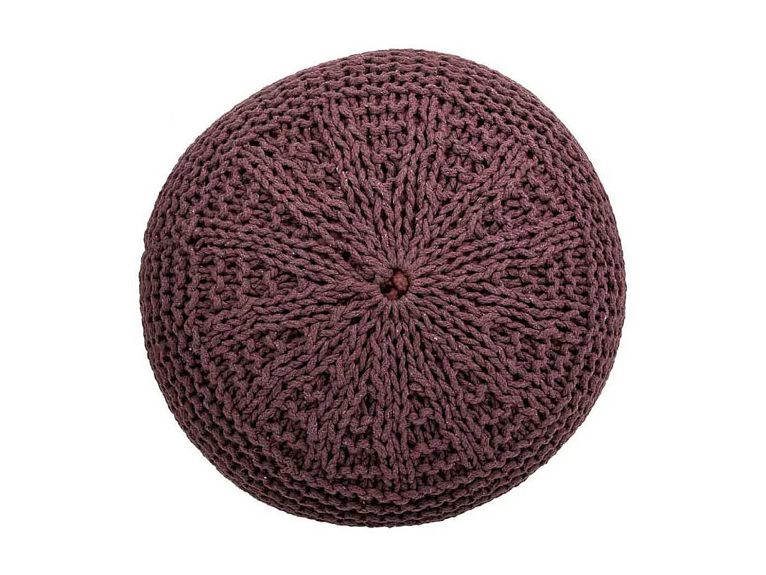 Pouf en coton tressé marron 40x40x30h