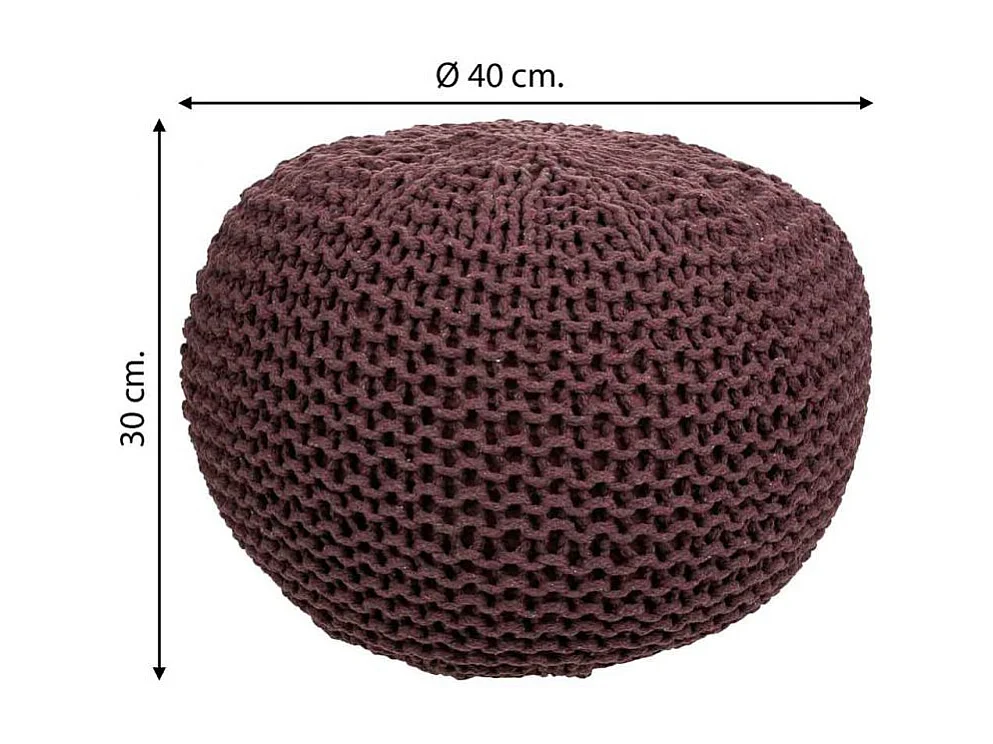 Pouf en coton tressé marron 40x40x30h