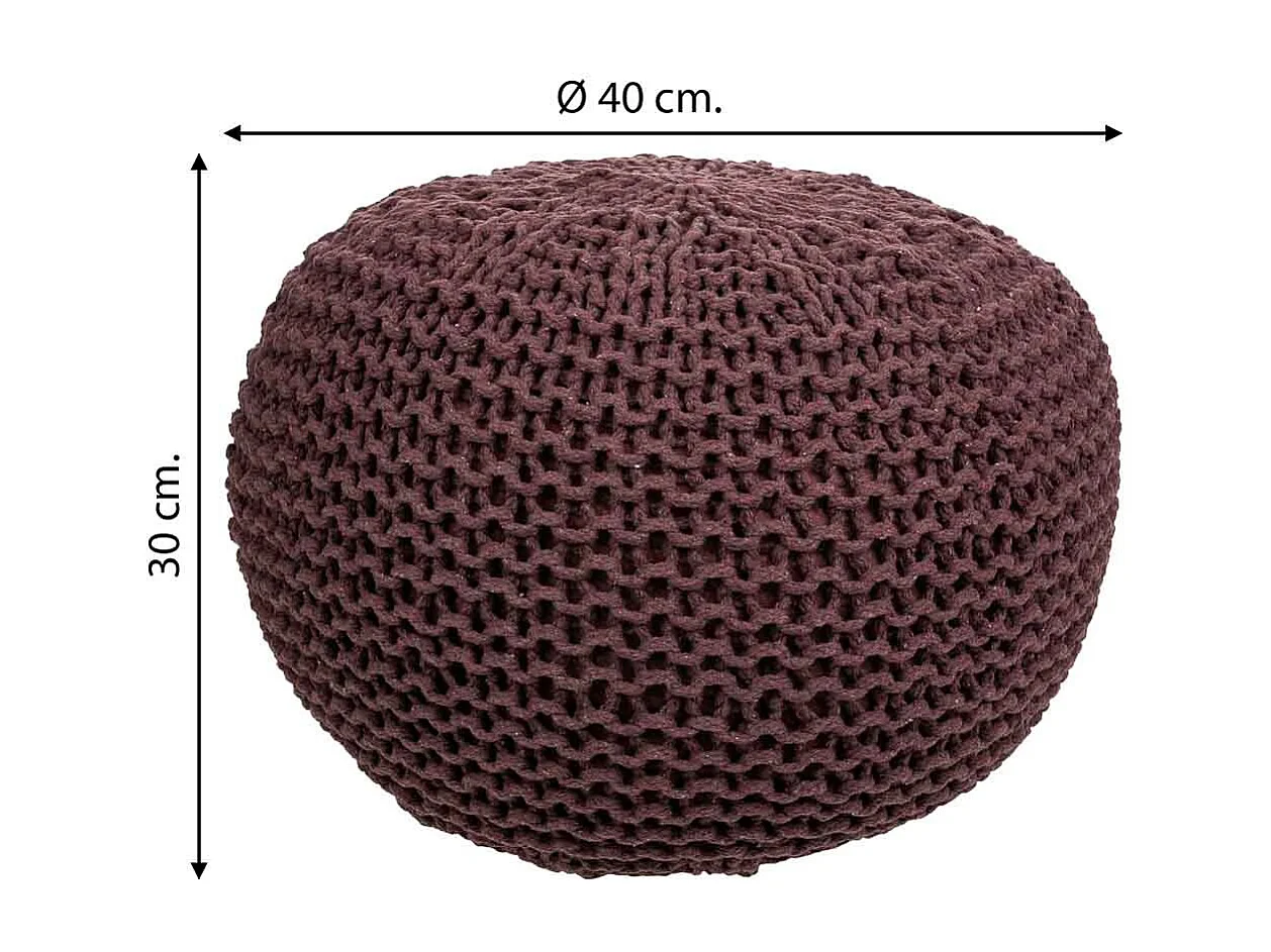 Pouf en coton tressé marron 40x40x30h
