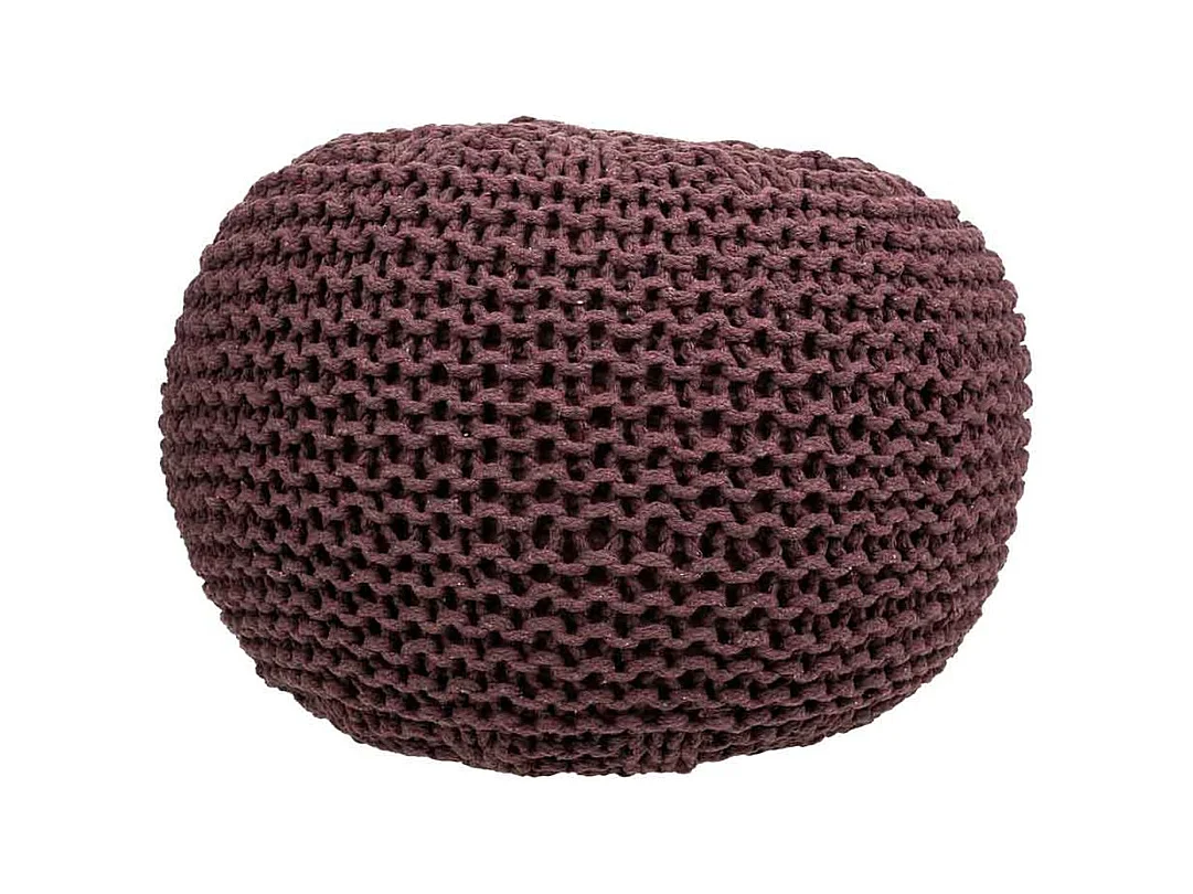 Pouf en coton tressé marron 40x40x30h