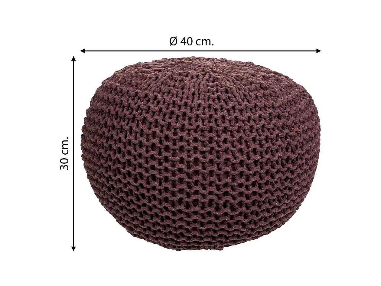 Brauner geflochtener Baumwoll-Puff 40x40x30h cm