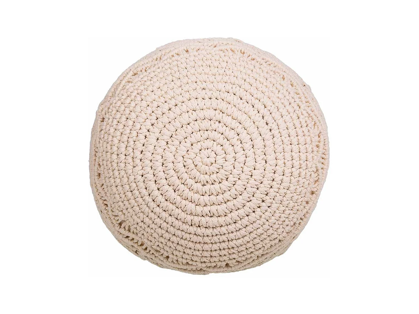 Cremefarbener geflochtener Baumwoll-Puff, 45 x 45 x 40 cm