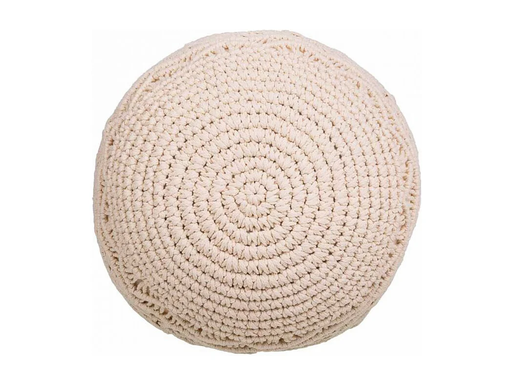 Pouf en coton tressé couleur crème 45x45x40h