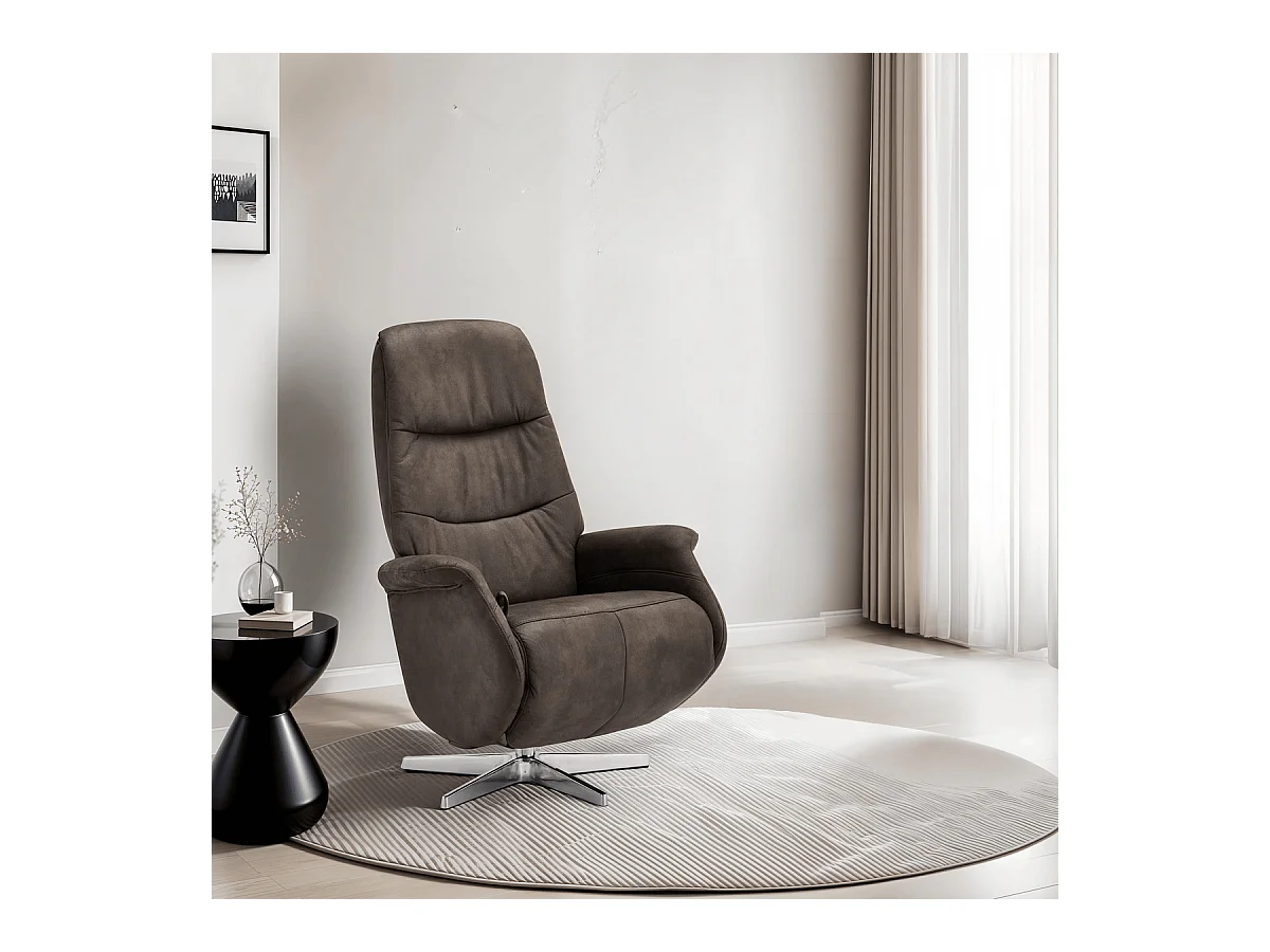 Fauteuil relax Delta - Tissu et métal - Marron