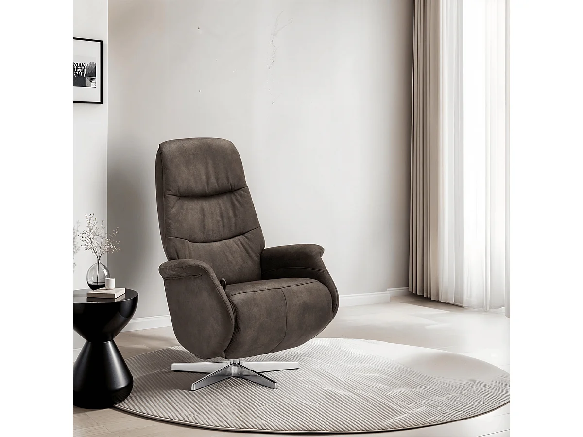 Handmatige relaxfauteuil Delta - Stof & metaal - Bruin