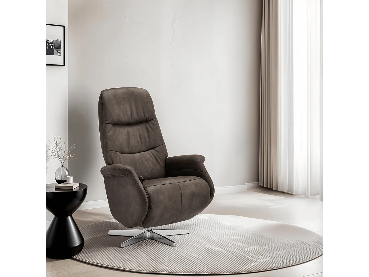 Handmatige relaxfauteuil Delta - Stof & metaal - Bruin