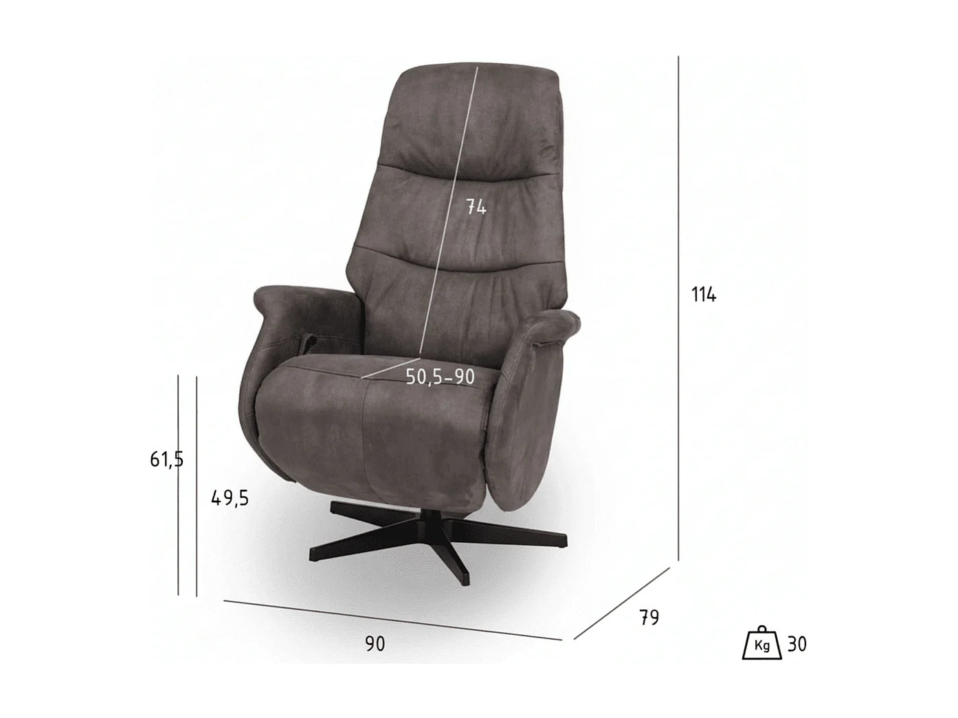 Fauteuil relax Delta - Tissu et métal - Marron