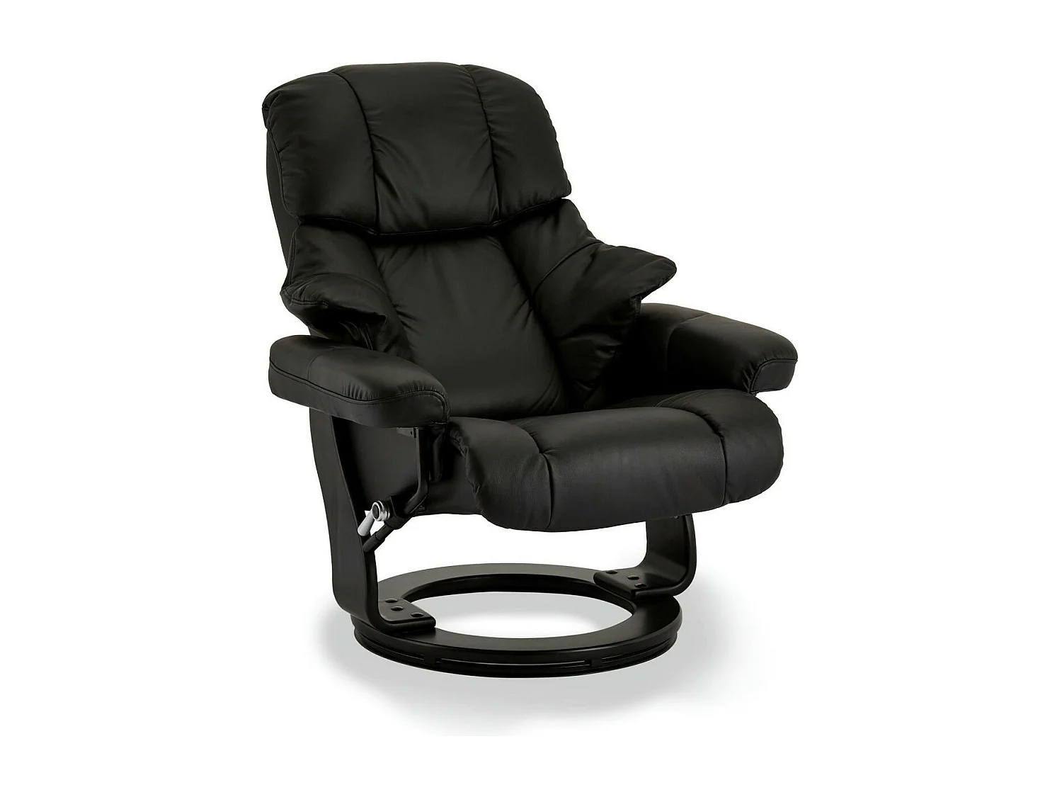 Fauteuil relax avec repose-pieds Crown - Cuir et bois - Noir
