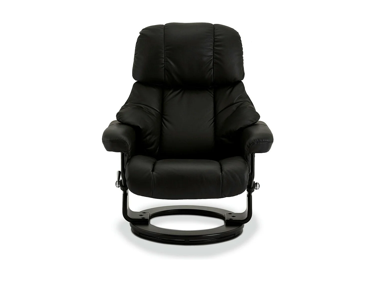 Fauteuil relax avec repose-pieds Crown - Cuir et bois - Noir