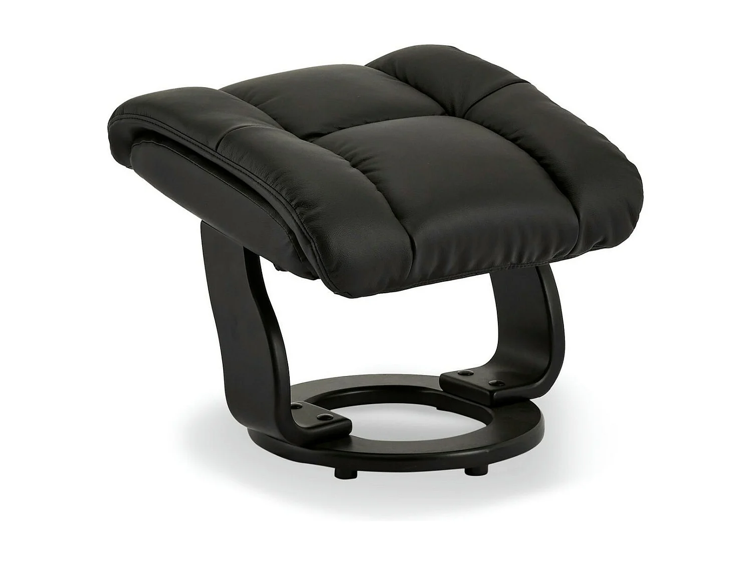 Fauteuil relax avec repose-pieds Crown - Cuir et bois - Noir