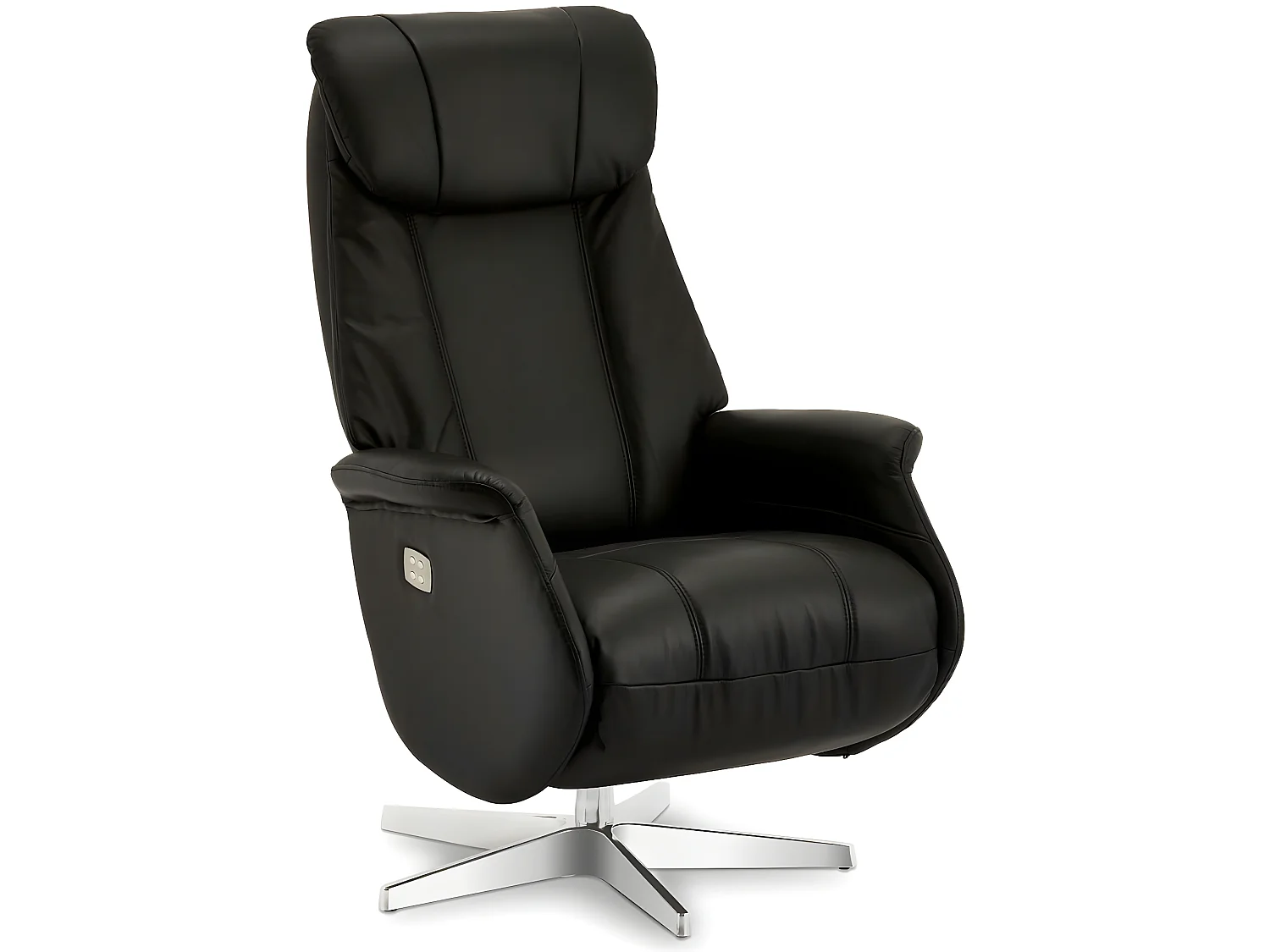 Elektrische relaxfauteuil Bonanza - Leer & metaal - Zwart